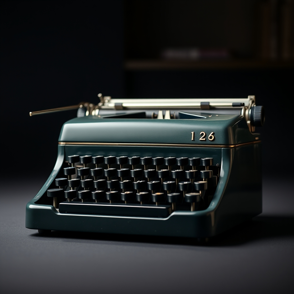 AI-generated product photograph of the Lacquered Typewriter